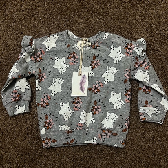 JESSICA SIMPSON NWT Fall Halloween Ghosts Ruffle Crewneck - Picture 1 of 2